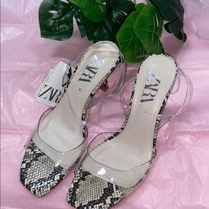 Zara kitten heel sandal w clear strap